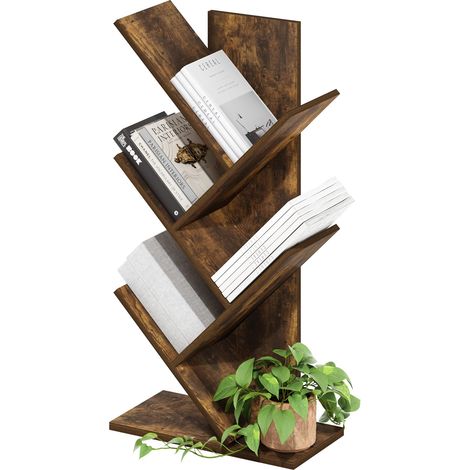 Étagère à Livres, bibliothèque à 5 Niveaux, bibliothèque Arbre pour Decor de la pièce, 21.3 x 40 x 77, pour Salon, Chambre, Bureau à Domicile, Pin ambré (1/5)
