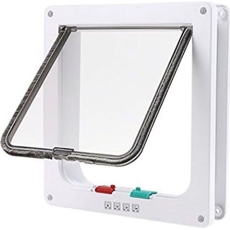 Gatera de 4 posiciones para gatos y perros pequeños – Dimensiones 23x25cm – Material ABS – Fácil instalación y cierre seguro – 25cm x (1/5)