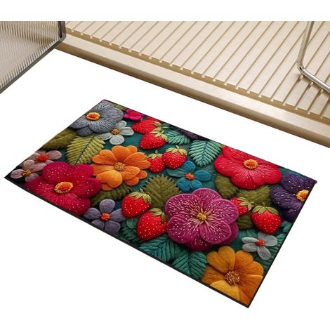 Tapis de salle de bain rétro lavable doux – Tapis de sol carré doux et lavable pour décoration d'intérieur, balcon, salle à manger, salle de bains, étude, espace commercial, 50,8 x 81,3 cm (1/5)
