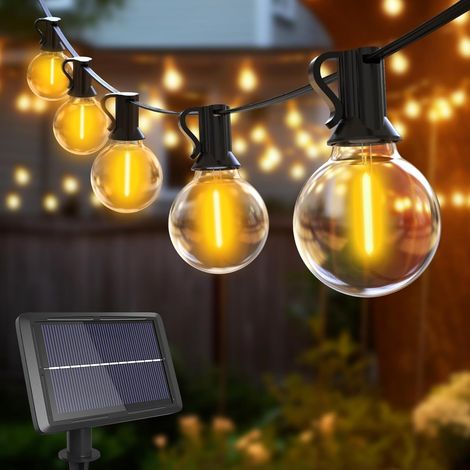 Guirlande Solaire Exterieur Lumineuse Étanche IP65 4 Modes Guinguette Extérieur pour Jardin Terrasse Cour 30 LED 18.3M (1/5)