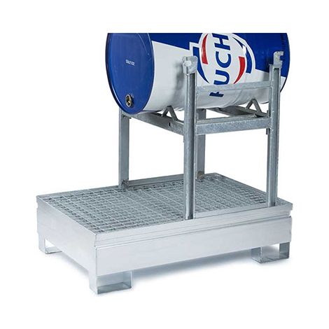 Pallet di contenimento in acciaio con supporto per fusti - Capacità 220 litri - MINIMCT842B-C/S