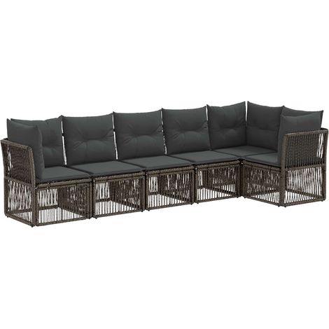 Gartensofa-set 6 pcs Grau Poly-Rattan vidaXL