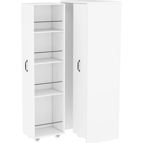 Libreria estensibile con ruote bianca in MDF 4 ripiani 20 kg per ripiano (1/5)