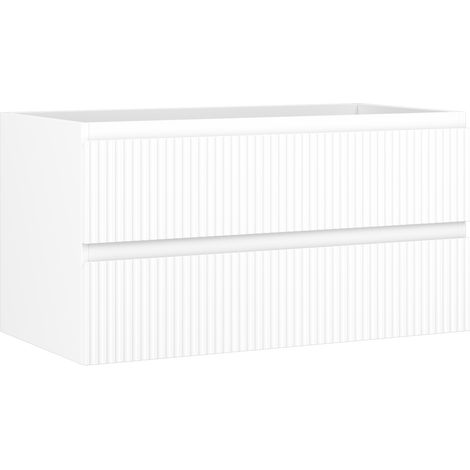 Mexen Rivel mobiletto da bagno sottolavabo 90 cm, 2 cassetti, scanalato, bianco opaco - 91A20-09047-2-BFF01 (1/5)