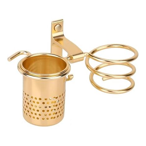 2-in-1 Haartrocknerhalter, Wandhaartrocknerhalter, Hängehaartrocknerhalter aus Aluminium mit Organizer für Badezimmer und Schlafzimmer (Gold) (1/5)