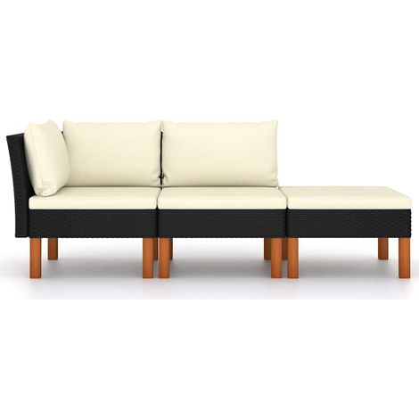 Maison Exclusive - 3-tlg. Garten-Lounge-Set Poly Rattan und Eukal