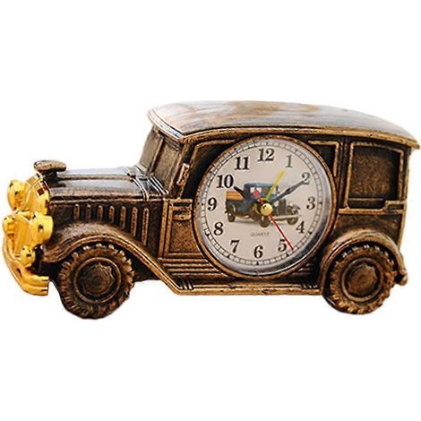Réveil de bureau en forme de voiture classique (1 pièce), horloge de chevet, décoration pour la maison, le dortoir ou le bureau, bronze-18.67.6CM (1/3)