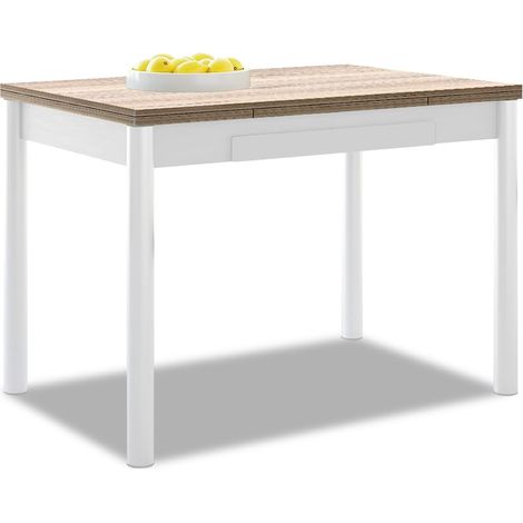 Table de Cuisine Extensible - Structure Blanche et Plateau stratifié - Couleur Amundsen - Idéale pour Les Petits espaces - Dimensions : 90 x 50 cm - Extensible : 140 x 50 cm (1/5)