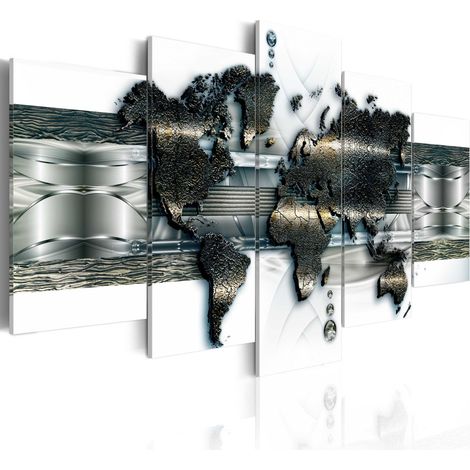 Quadro - Mappa di mondo di metallo - 100x50 (1/4)