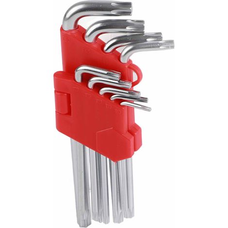 Jeu de 9 clés Allen mi-longues avec embouts Torx, exclusivité Mexique, traitement uniquement, sans échantillon, lot sans perçage. (1/5)