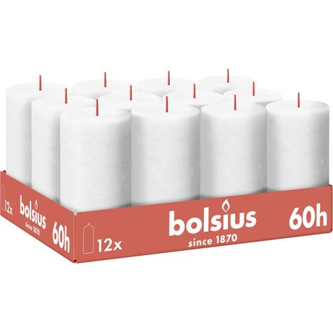 Bougie rustique - Blanc - Lot de 12 - 13 cm - Bougies décoratives - Contient de la cire végétale naturelle - Sans huile de palme (1/5)