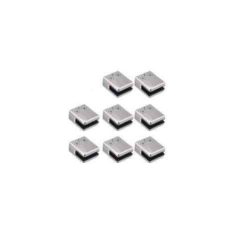 Set mit 8 quadratischen Edelstahl-Glasklemmen, 6–8 mm, flache Klemmbacke (1/5)