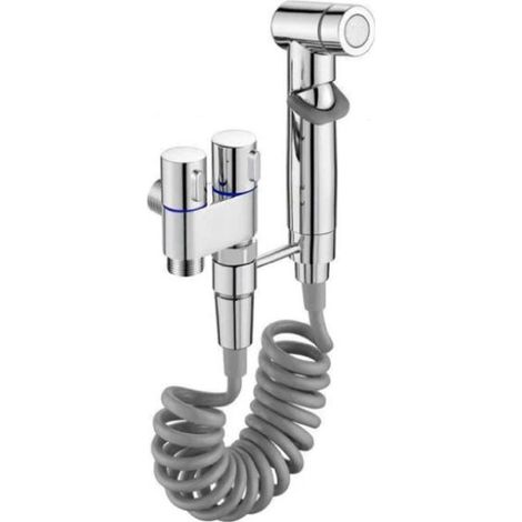 Kit douchette bidet WC, noyau en laiton, robinet d'arrêt, tuyau, support, ensemble complet pour salle de bain/toilettes (1/5)