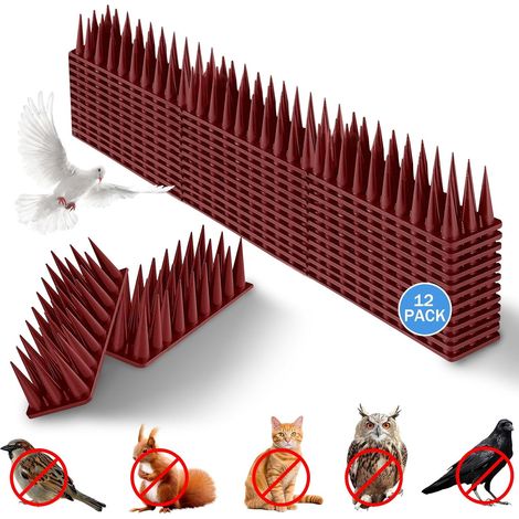 12 Pièces Pic Anti Pigeon, Plastique Pic Anti Oiseaux, Répulsif pour Chats, Répulsif Pigeons, Anti Pigeon Corbeaux Moineaux, Pique Anti Chat Balcon pour Jardin, Clôture, Toit, Fenetre (Noir) (1/5)