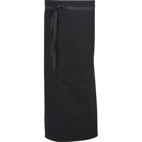 Tablier de cuisine sans poche Robur Porto 100% coton Noir Unique.