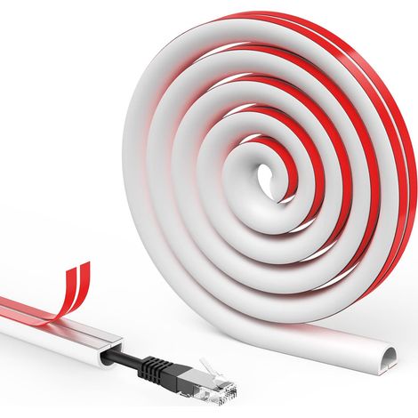 1m Auto-adhésif Cache-câble, Cache Câble Sol, Goulotte Passe Cable Sol, Cachez et Protégez Les Câbles Facilement, Goulotte Décorative pour Bureau Maiso - 15mm(Largeur) x10mm(Hauteur)-Blanc (1/5)