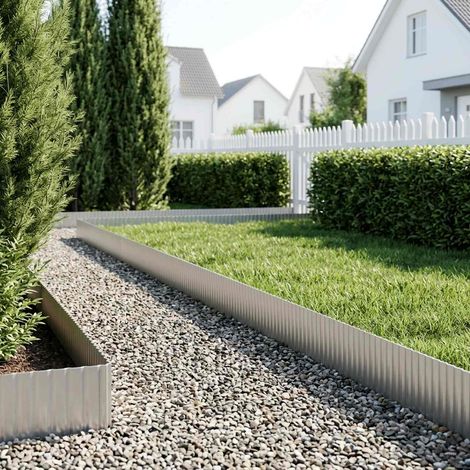 vidaXL Bordura per Prato 10 m x 10 cm Acciaio zincato Argento