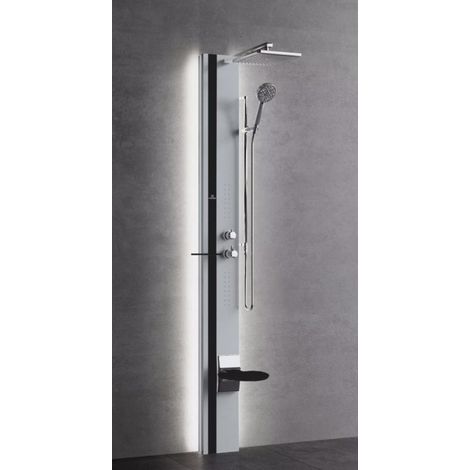 Colonne de douche hydromassante avec LED NOVELLINI LINE 1 argent 215 cm-Gris-Gris-- (1/4)