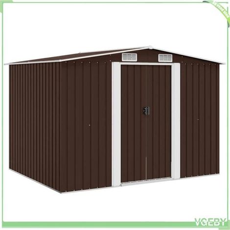 Abri de stockage pour jardin - FAFEICY - 47031 - Marron - Acier galvanisé anti-corrosion - 257x205x178 cm (1/5)