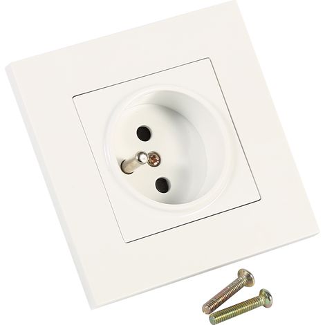 1 Prise murale standard française, Polycarbonate blanc, 16 A, 1 voie, 110-250 V CA, Intérieur (1/5)