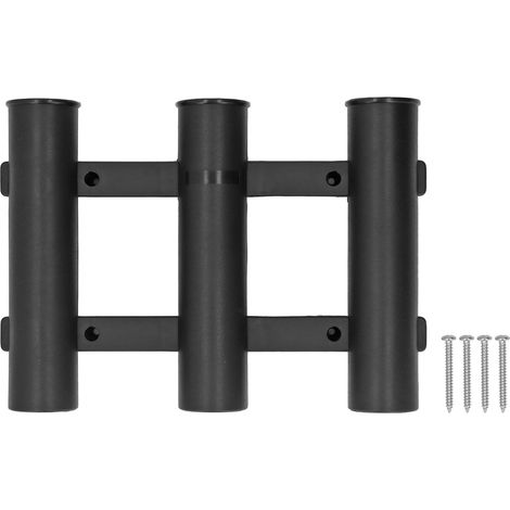 Support de canne à pêche ABS 3 tubes, rack et support accessoire pêche pour eau douce, mer, kayak et yacht noir (1/5)