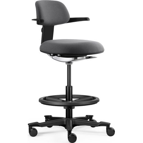 Arbeitsstuhl / Counterstuhl TOP WORK 40 Sitz Stoff / Rücken Stoff dunkelgrau hjh OFFICE (1/5)