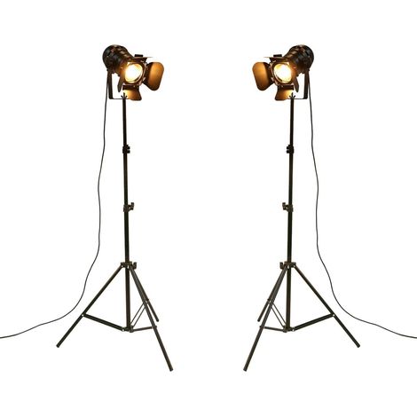 Industrial Black Tripod Floor Lamp, 5M Cable with Switch Floor Lamp Tripod Gooseneck for Office Bar Lighting Bedroom Living Room (Set of 2) (1/5)