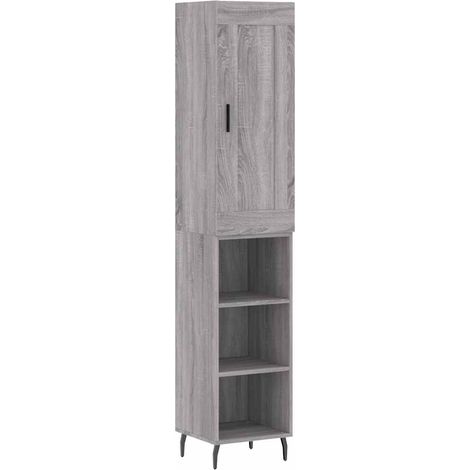 Buffet haut Meuble de rangement Sonoma gris 34,5x34x180 cm Bois d'ingénierie (1/5)