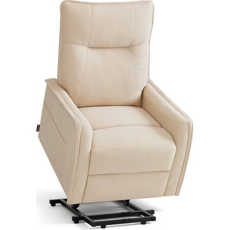 M MCombo Fernsehsessel mit Aufstehhilfe Elektrisch, Fernsehsessel mit Liegefunktion bis 140°, Massage & Heizung, kleiner Aufstehsessel, 7089 (Stoff, Beige) (1/5)