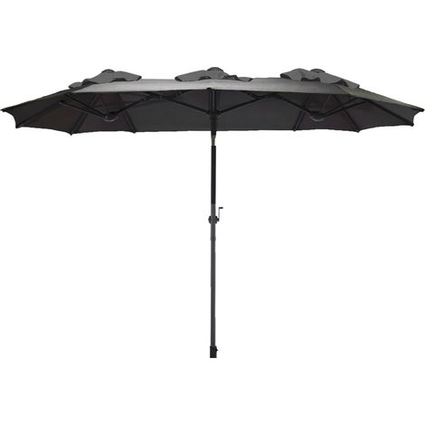 Doppel Sonnenschirm mit Kurbel 300 x 150 cm - anthrazit - XL Gartenschirm mit Knickgelenk - Martschirm Sonnen Schutz UV 50+ für Balkon Terrasse Garten groß verstellbarer Neigungswinkel
