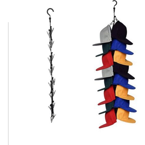 Support Pour Casquettes - 16 Pinces En Acier Inoxydable - Organiseur De Casquettes Suspendu Pour Placard Ou Porte - 1 Pièce (1/5)