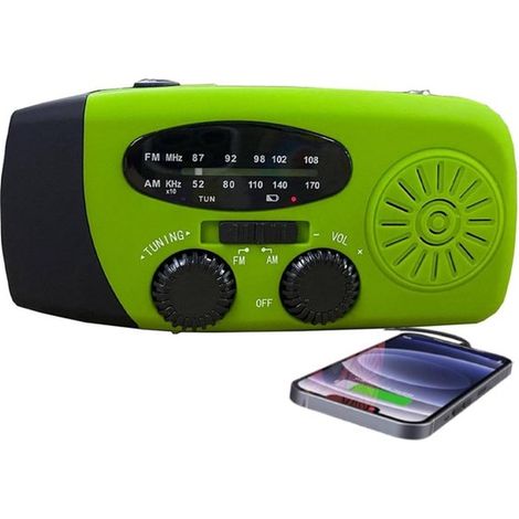 Radio di emergenza, radio a batteria per situazioni di disastro, power bank da 2000 mAh, cavo USB-C, radio a manovella, radio di emergenza a manovella ad energia solare, portatile n. (1/5)