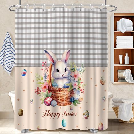 Rideau de bain imprimé polyester 180x180 imperméable rideau étanche pour les fêtes de fin d’année (1/5)