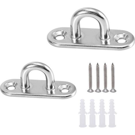 5 Pcs M6 Crochets Yoga Inox, Crochet Inox, Pontet Sur Bateau, Support De Plafond Plaques À Œil Pour Fixer Les Cordons En Forme U, Mural (1/5)