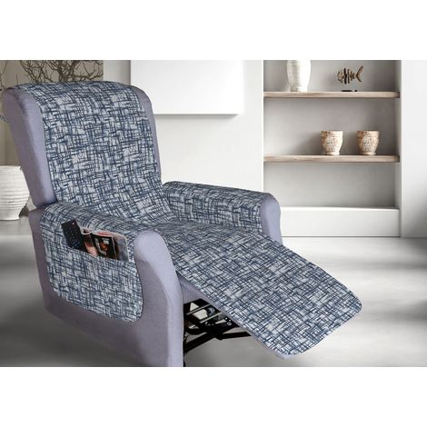 Copripoltrona Reclinabile Trapuntata Reticolo Poltrona Relax Rigata Linea Pensieri Delicati, misuraPoltronacoloreBlu (1/5)