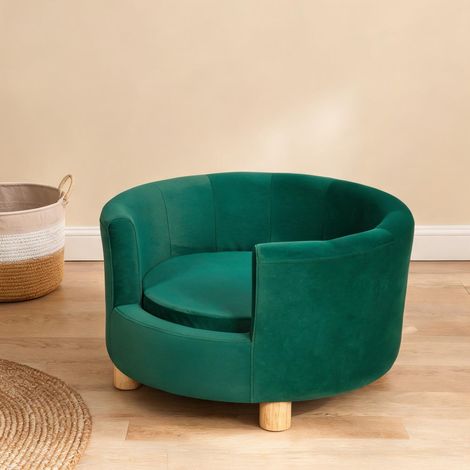 Lit surélevé pour petit chien ou chat 65 x 64 x 37 cm tissu vert (1/5)
