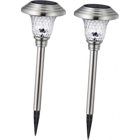 Stück Solar-Gartenleuchten aus Edelstahl, wasserdicht, LED-Wegeleuchten für Rasen und Terrasse
