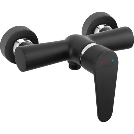 Robinet mitigeur mural de douche noir mat – Corps laiton – Cartouche céramique – Sortie G 1/2 – Entraxe 150 ± 20 mm – Ferro (1/3)