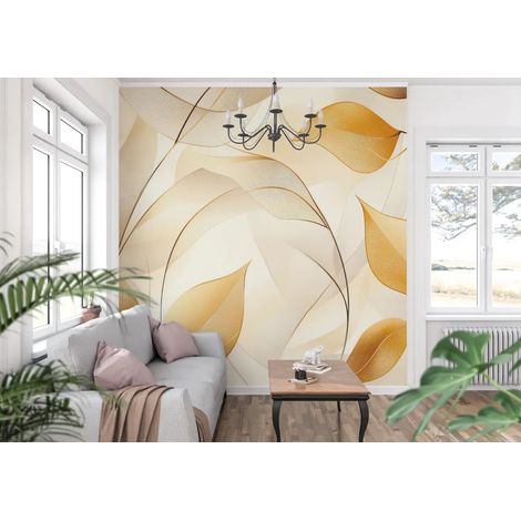 Papier Peint Feuillage - Feuilles dorées aériennes - 150 x 250 cm (1/2)