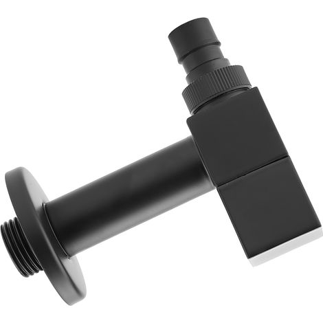Quadratischer, schwarzer Messing-Wandhahn für Waschmaschine, Kaltwasserhahn (G1/2 Gewinde) (1/4)