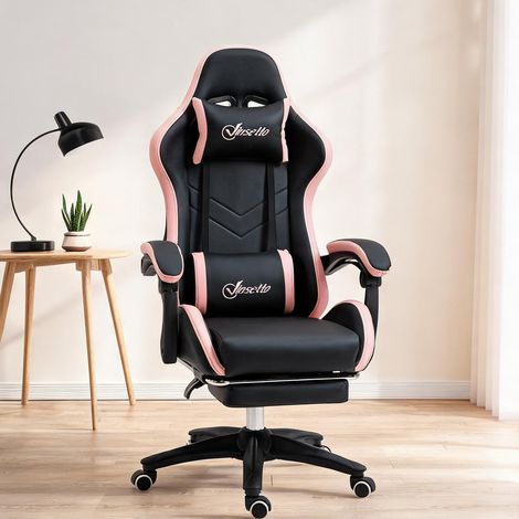 Chaise de bureau rose en polyuréthane 65 x 65 x 129 cm (1/5)