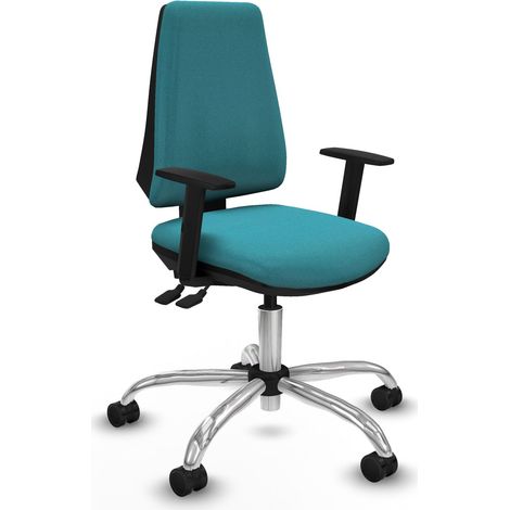 Silla PC Elche AS bali turquesa brazos 1D base cromada ruedas nailon 65mm
