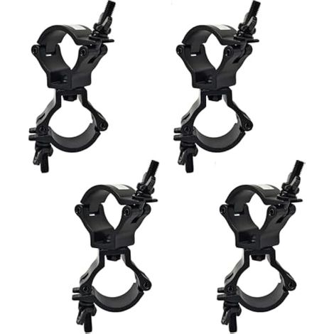 Crochets de Fixation éclairage de Scène, Lot de 4 Double Collier en Aluminium Noir pour Trusses 48-52mm O-clip Crochet Semi-cne Coupleur Ferme Lumière à la Truss Charge Max 100KG (1/5)