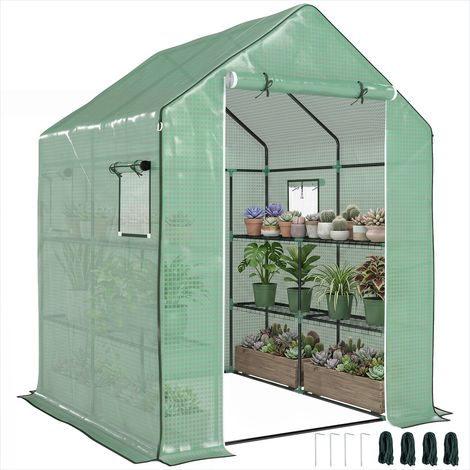 Serre de jardin en polyéthylène avec étagères et porte enroulable (1/5)