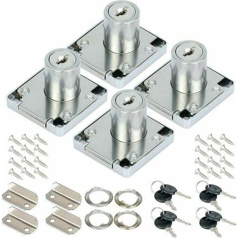 Set of 4 Cam Locks 22 mm Zinc Alloy for Furniture Cupboard Drawer with Identical Keys Home Office (1/4)