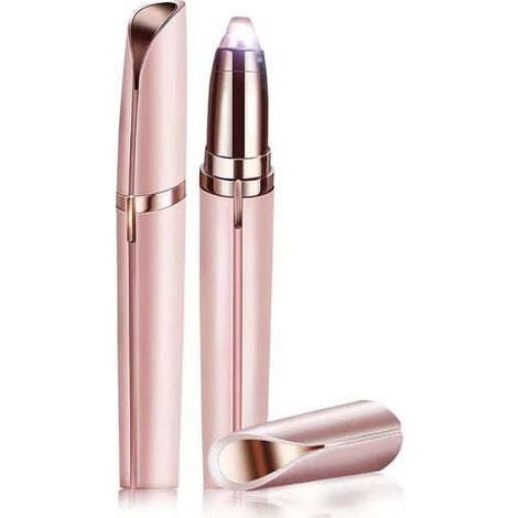 Facial epilator and electric trimmer for women, eyebrows, lips, nose and peach fuzz, rose gold - AquaForge