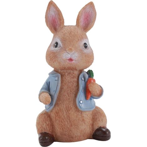 Figurine Lapin De Pâques - Résine - 15 x 9,5 x 9 cm - Décoration Printemps Intérieur Extérieur - Lot De 1 (1/5)