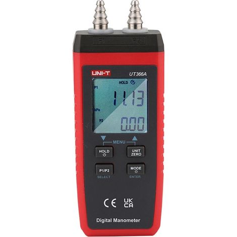 UNI-T UT366A MANOMÈTRE NUMÉRIQUE P1/P2 AVEC INDICATION LED DE MESURE DE LA VITESSE DU VENT