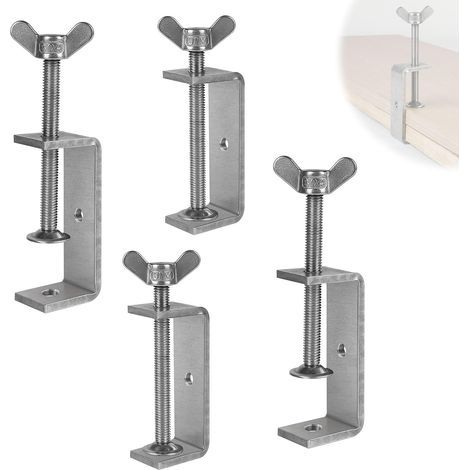 Lot de 4 pinces en C en acier inoxydable de 0 à 80 mm - Borne à vis réglable - Ouvertures de mâchoire - Pince de fixation - Pince de fixation pour soudure, menuiserie, travail du bois (1/5)