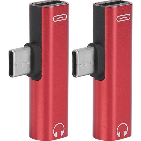2-in-1-Audiokabel (Typ C auf 3,5 mm), Ladegerät, Kopfhörer-Verteileradapter (Rot) (1/5)